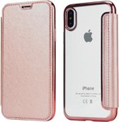 Flip Case voor Apple iPhone X - iPhone XS - Roze - Hoogwaardig PU leer - Soft TPU - Folio