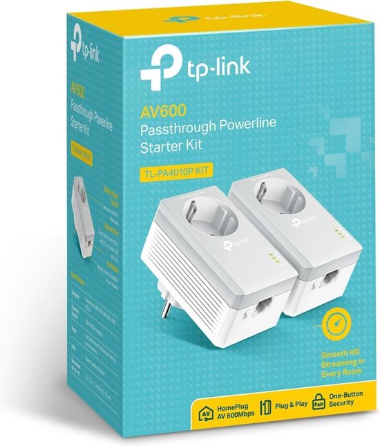 TP-LINK TL-PA4010PKIT Powerline HomePlug Set 600Mbps met stroomdoorvoer - Set van 2 - TP-Link