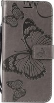 Bookcase voor Huawei P30 - Grijs - Vlinders - Portemonnee Hoesje