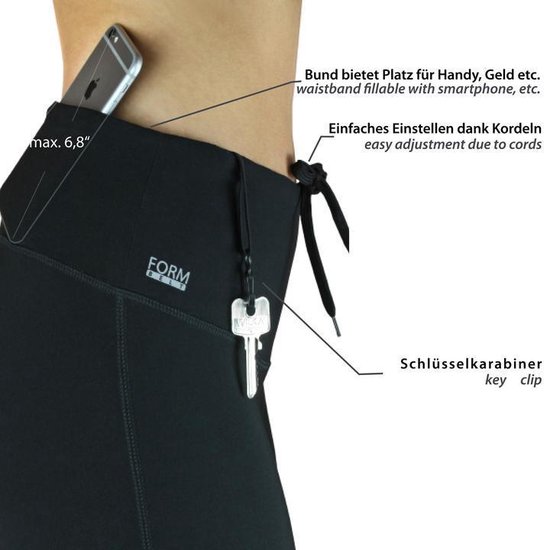 Formbelt® Hardloopbroek Dames met Band voor Telefoon, Sleutel en Bankpas -  Zwart - XS | bol.com