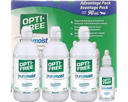 OptiFree PureMoist Lenzenvloeistof - 3 x 300ml + 90ml + 3 lenshouders - Halfjaarpakket
