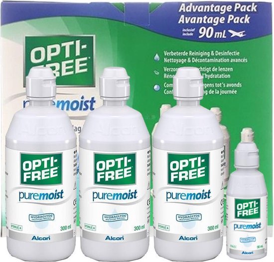Zaklampen gezantschap Rauw Optifree PureMoist - 3 x 300 ml + 90 ml ( nieuwe verpakking) -  Lenzenvloeistof | bol.com
