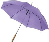 Automatische paraplu 102 cm doorsnede in het paars - grote paraplu met houten handvat