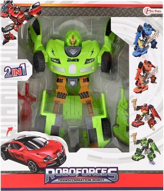Toi Toys Transformerende Robot in Raceauto Groen