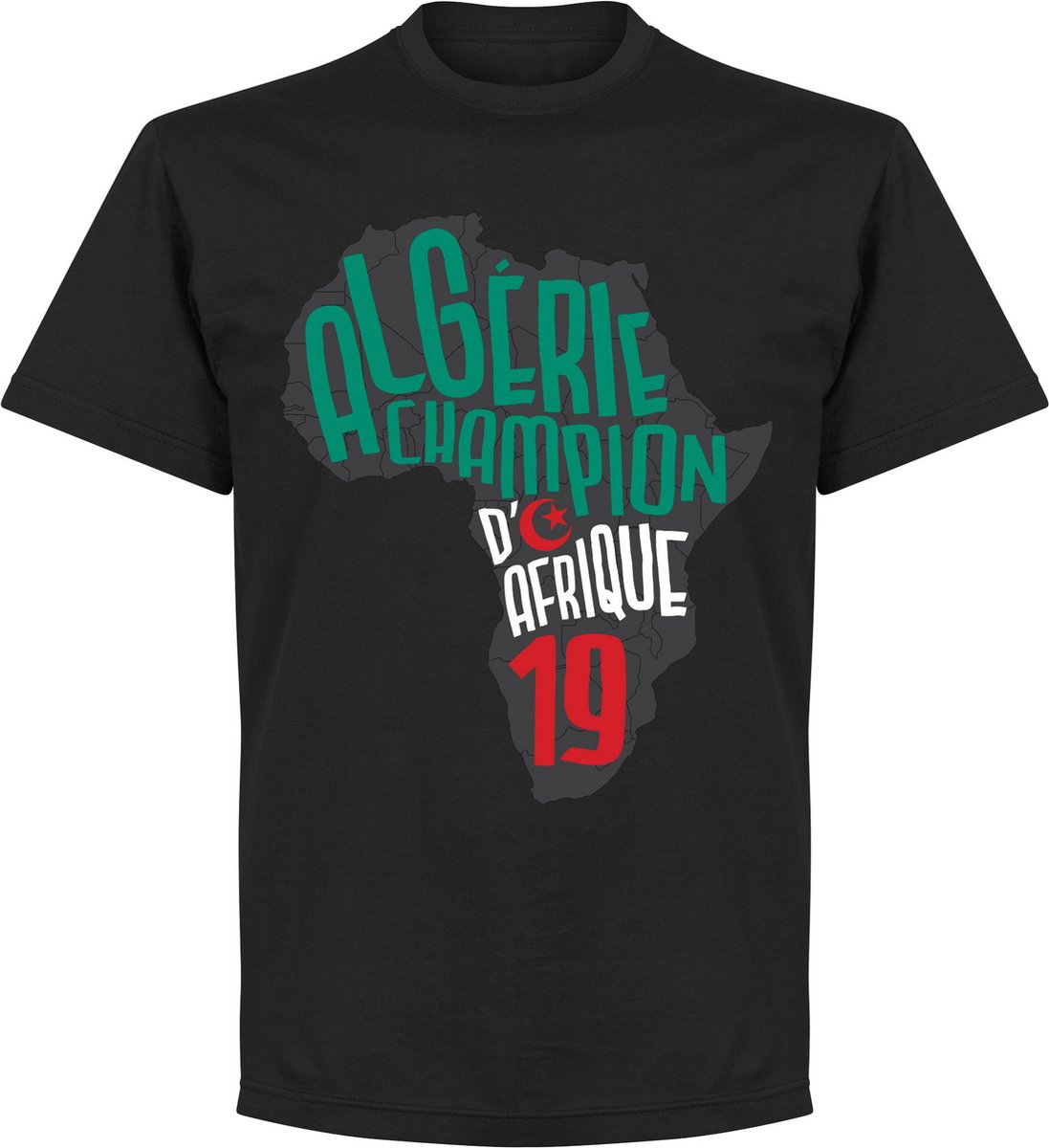Algerije Afrika Cup 2019 Winners Map T-Shirt - Zwart - L