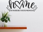 Muursticker - Home Is Where Your Mom Is - Zwart 40x108
