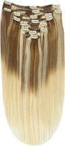 Remy Human Hair extensions Double Weft straight 24 - bruin / blond TP6/613#