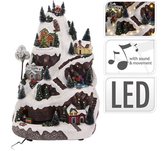 Skiberg groot - Kerstdorp - Kersthuis - Rijdende Trein - Ledverlichting - Kerstmuziek - H=50 cm