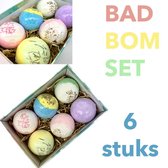 Badbom set-badzout-kleuren 2 roze, groen, blauw, groen, paars-6cm ballen-6 stuks per set