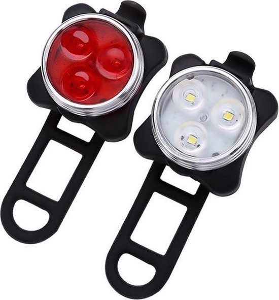 Ronick LED Fietsverlichtingset - USB Oplaadbaar Fietslampjes set Wit en Rood – Fietslamp Voorlicht en Achterlicht - Ronick