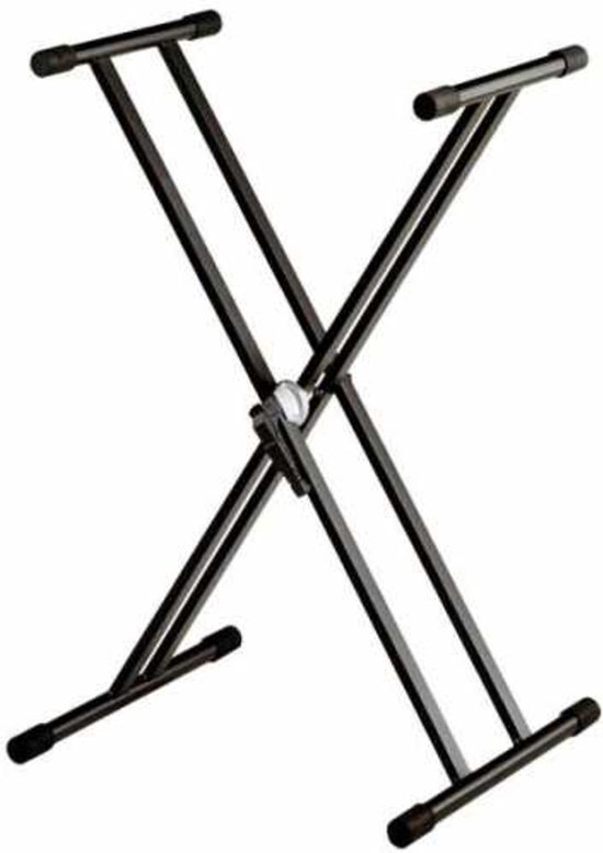 MAMIZO X Keyboardstandaard, dubbele balk, in hoogte verstelbaar, in 8 niveaus, keyboardstandaard voor e-piano, piano, zwart