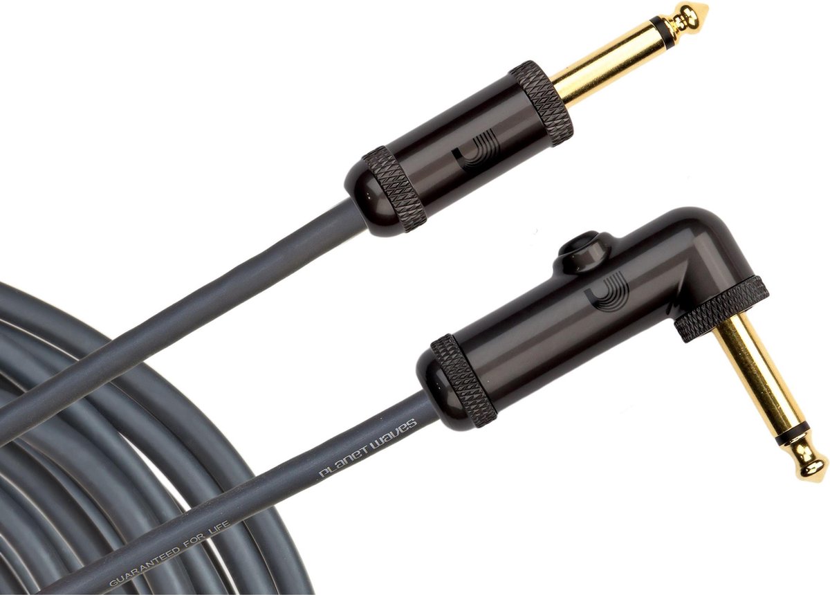 D'Addario PW-AGRA-20 D'Addario Circuit Breaker Instrument Cable voor gitaar/bas, Right-Angle, 20 feet
