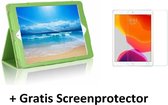 Tablet hoes geschikt voor Ipad 10.2 Inch 2019 / 2020 / 2021 - Flip Cover + Screenprotector - Groen