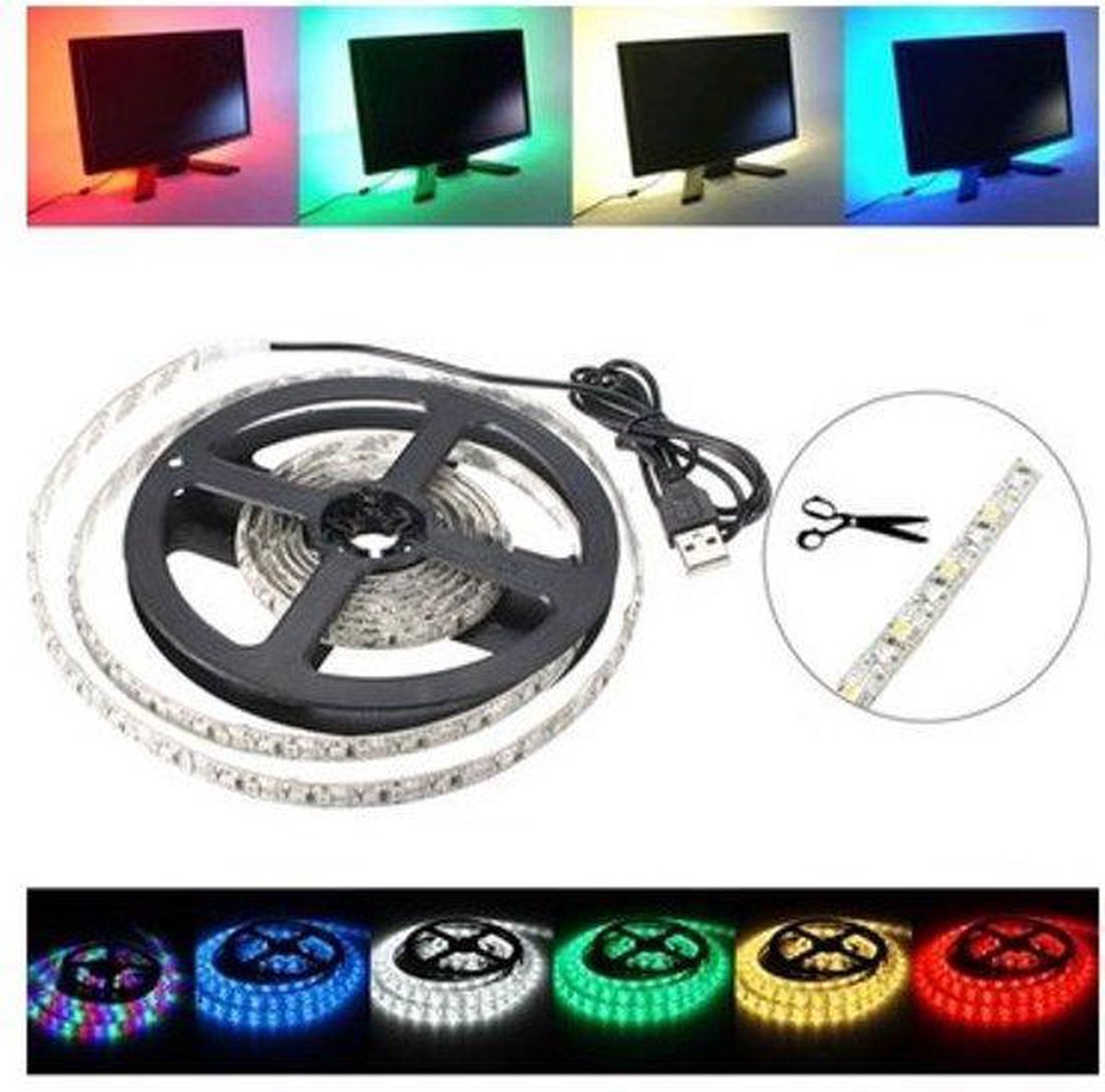 Bande LED TV éclairage décoratif télé USB bande LED changement de couleur  télévision