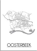 DesignClaud Oosterbeek Plattegrond poster  - A3 + Fotolijst zwart (29,7x42cm)