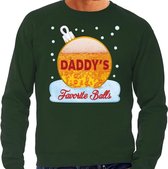 Foute Kerst trui / sweater -  Daddy his favorite balls - bier / beer / drank - groen voor heren - kerstkleding / kerst outfit S (48)