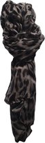 Dunne Dames Sjaal Viscose panterprint luipaard tijgerprint - leopard - luipard - grijs - zwart