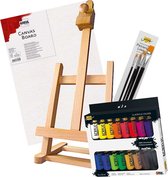 Solo Goya Schilder pakket met Tafelezel, Acrylverf, Kwasten en Canvas board - Hoge kwaliteit A-merk