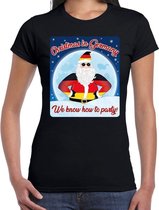 Fout Duitsland Kerst t-shirt / shirt - Christmas in Germany we know how to party - zwart voor dames - kerstkleding / kerst outfit L