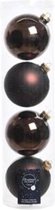 Opal Natural Combi Kerstballen - Tube A 4 Glass Mach.baubles Shiny-matt Dark Chocolate Dia10c