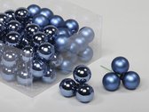 Basic Blue Combi Kerstballen - Cb. 72 Glasballen/wire Basic Blue 30 Mm