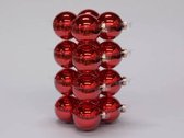 Rood Glans Kerstballen - Cb. 16 Glasballen/cap Rood Glans 80mm