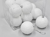 Snow Finish Kerstballen - Cb. 12 Ballen Snow Finish White 80mm