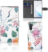 Portefeuille Samsung Galaxy Note 10 Housse pour Fleurs Oiseau