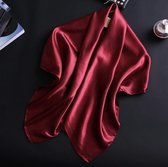 Stijlvolle Sjaal Bordeaux Rood - Wijn Rood  - Hoofdband - Sjaaltje - Bandana - Haarband - Pashmina | Afmeting 90 x 90 cm | Prachtige glans | Effen |Chique om nek of aan tas | Christmas - Kers