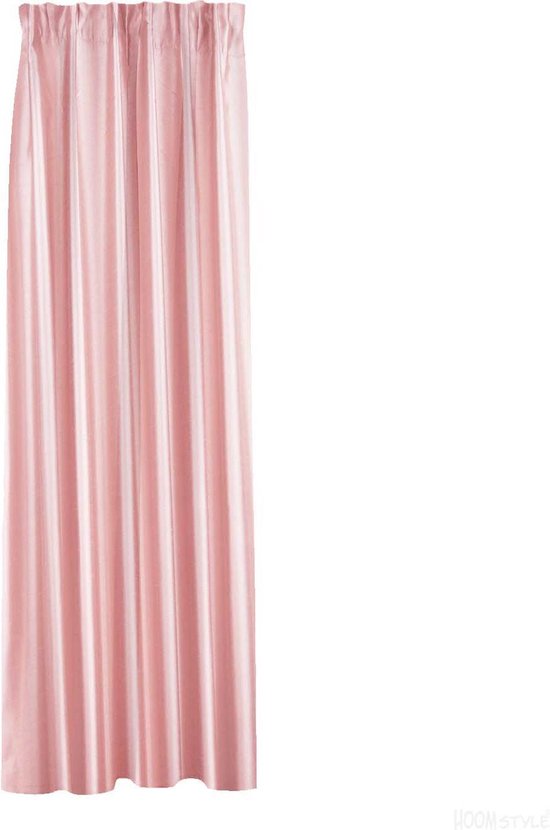 Wild Op tijd zin HOOMstyle glanzend gordijnen kant en klaar - plooi - roze 140x270cm |  bol.com
