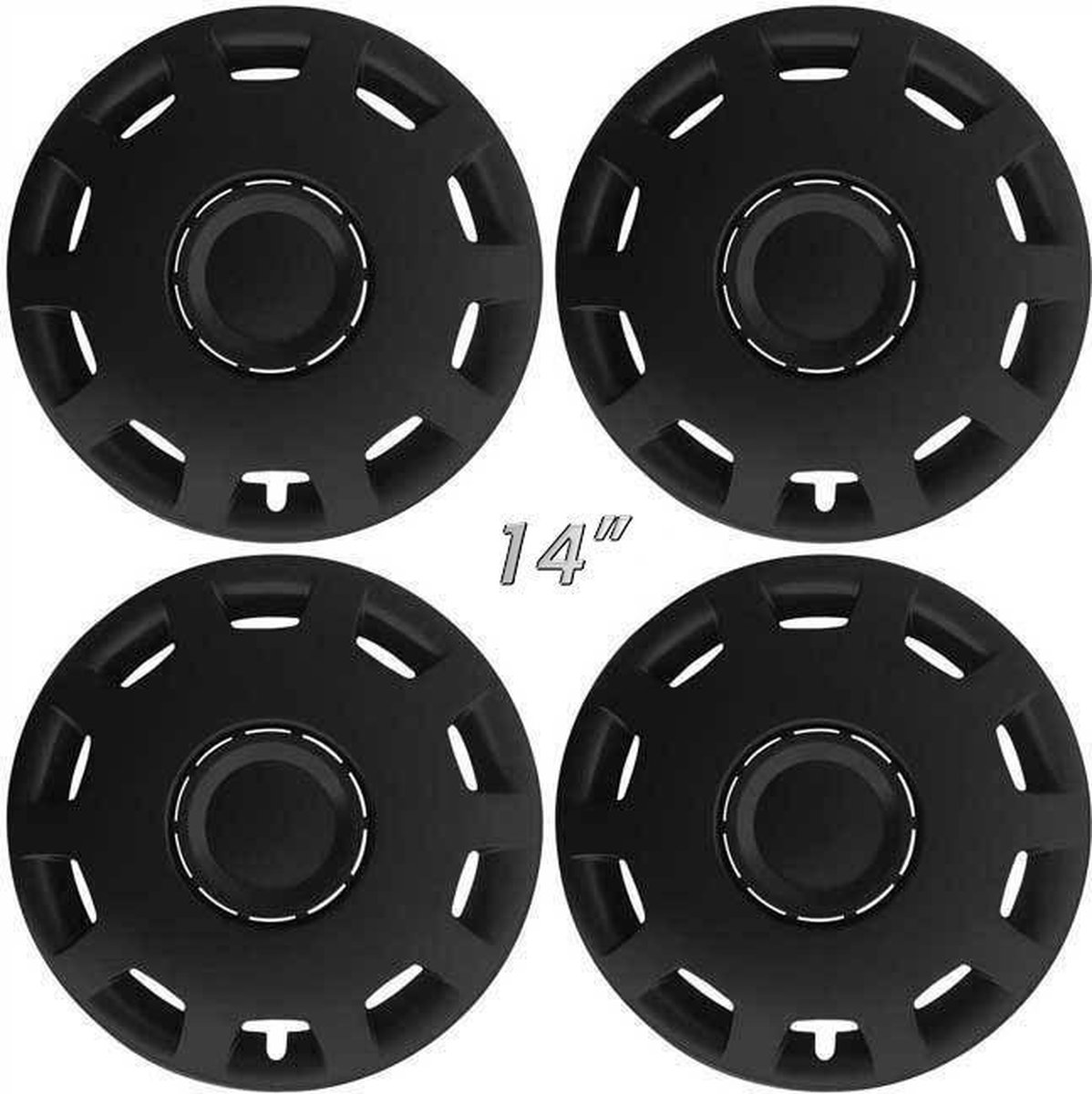 GoodGo Wieldoppen GRANIT-B 14 inch mat zwart. Set a 4 stuks in doos (a.u.b. tekst lezen!)