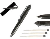 Tactische Pen - Grijs - Aluminium - Kubotan Punt voor Zelfverdediging - Met hoesje en 3 vullingen