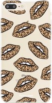 FOONCASE iPhone 8 Plus hoesje TPU Soft Case - Back Cover - Rebell Leopard Lips (leopard lippen)