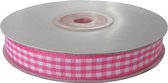 Geruit Lint 22mm (2,2cm) | Lint met Ruitjes | Gingham Plaid | Pink | Cadeaulint | Geboortelint | Decoratielint | Rol: 22 meter