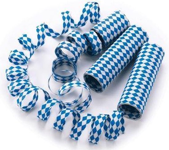 Foto: 3x rolletjes beieren oktoberfest thema serpentines versiering bierfeest feestartikelen decoratie blauw wit