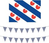 Friesland decoratie pakket met Friese vlag en 2 vlaggenlijnen - Elfstedentoch/ Friesland versiering