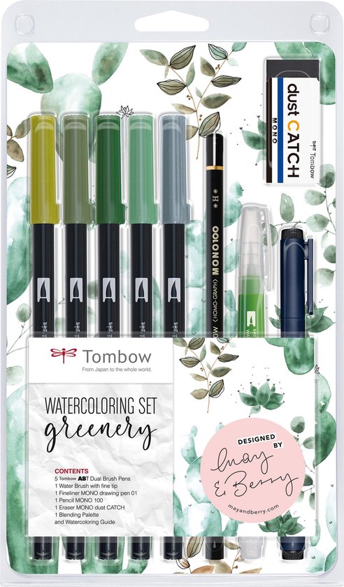 Tombow Watercoloring set greenery - 5 ABT Dual Brush Pens
