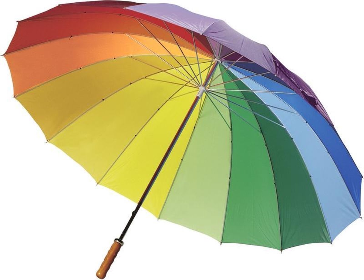 Parapluie arc-en-ciel avec manche en bois 130 cm | bol.com