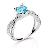 Orphelia Ring - ZR-7478/AQ/56 - 925 Zilver - Zirkonium - Aquamarine Glas - Ring maat 56