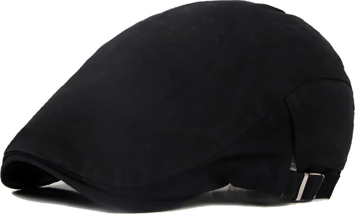 Flatcap zwart - Platte pet van katoen - Verstelbaar