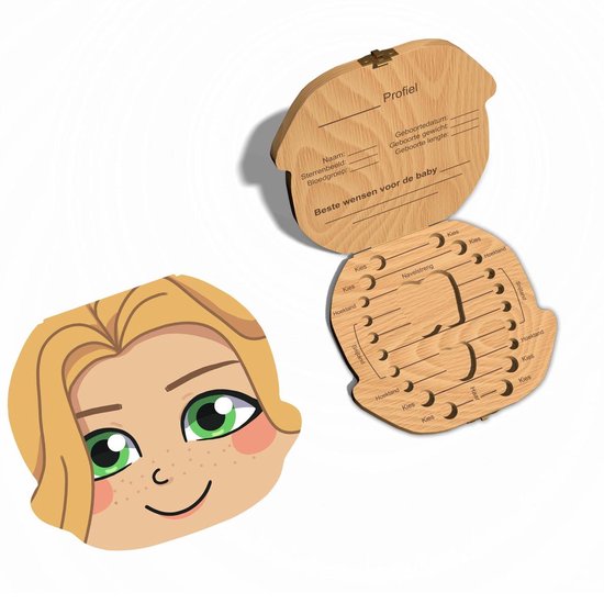 Tandendoosje met naam - Rapunzel - Hout - Voor jongens en meisjes - Opbergdoosje voor Melktanden - Tandendoosje voor kinderen van Merkloos — afbeelding 2