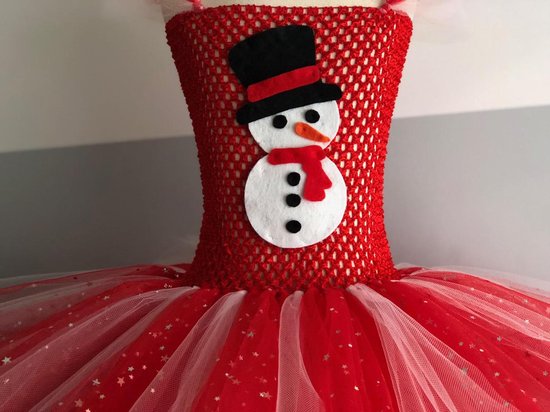 Kerst tutu jurk met sneeuwpop 122/128 | bol.com