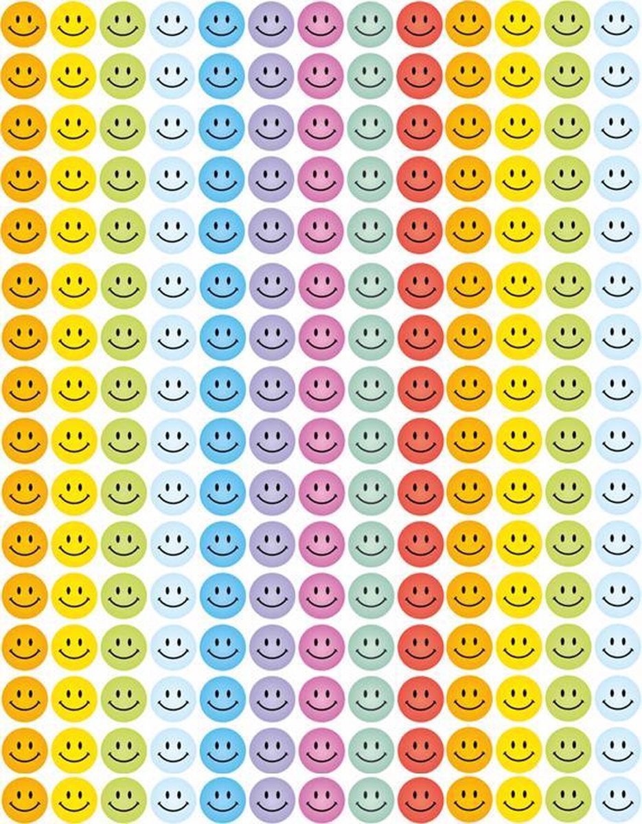 Pastel Smiley Stickers - 1104 Stickers - 3 Stickervellen - Beloningsstickers
