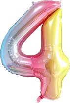 DW4Trading® Cijfer ballon 4 regenboog 40cm