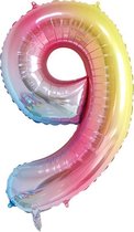 DW4Trading® Cijfer ballon 9 regenboog 40cm