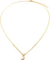 Dielay - Ketting met Maan - Lengte Verstelbaar 40-45 cm - Goudkleurig
