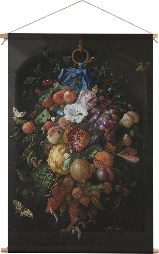 Festoen van vruchten en bloemen | Jan Davidsz. de Heem | 1660 - 1670 | Kunst | Textieldoek | Textielposter | Wanddecoratie | 60CM x 90CM” | Schilderij