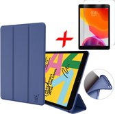 Hoes + Screenprotector geschikt voor iPad 2021 / 2020 / 2019 10.2 Inch - Trifold Hoesje Tablethoes Case Blauw