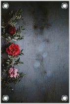 Tuinposter –Bloemen aan de Muur – 60x90cm Foto op Tuinposter (wanddecoratie voor buiten en binnen)