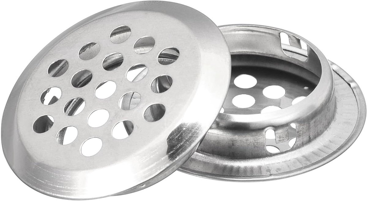 Ventilatieroosters - Ronde roosters - Meubel ventilatie - Roestvrij staal - 10 stuks - Zilver